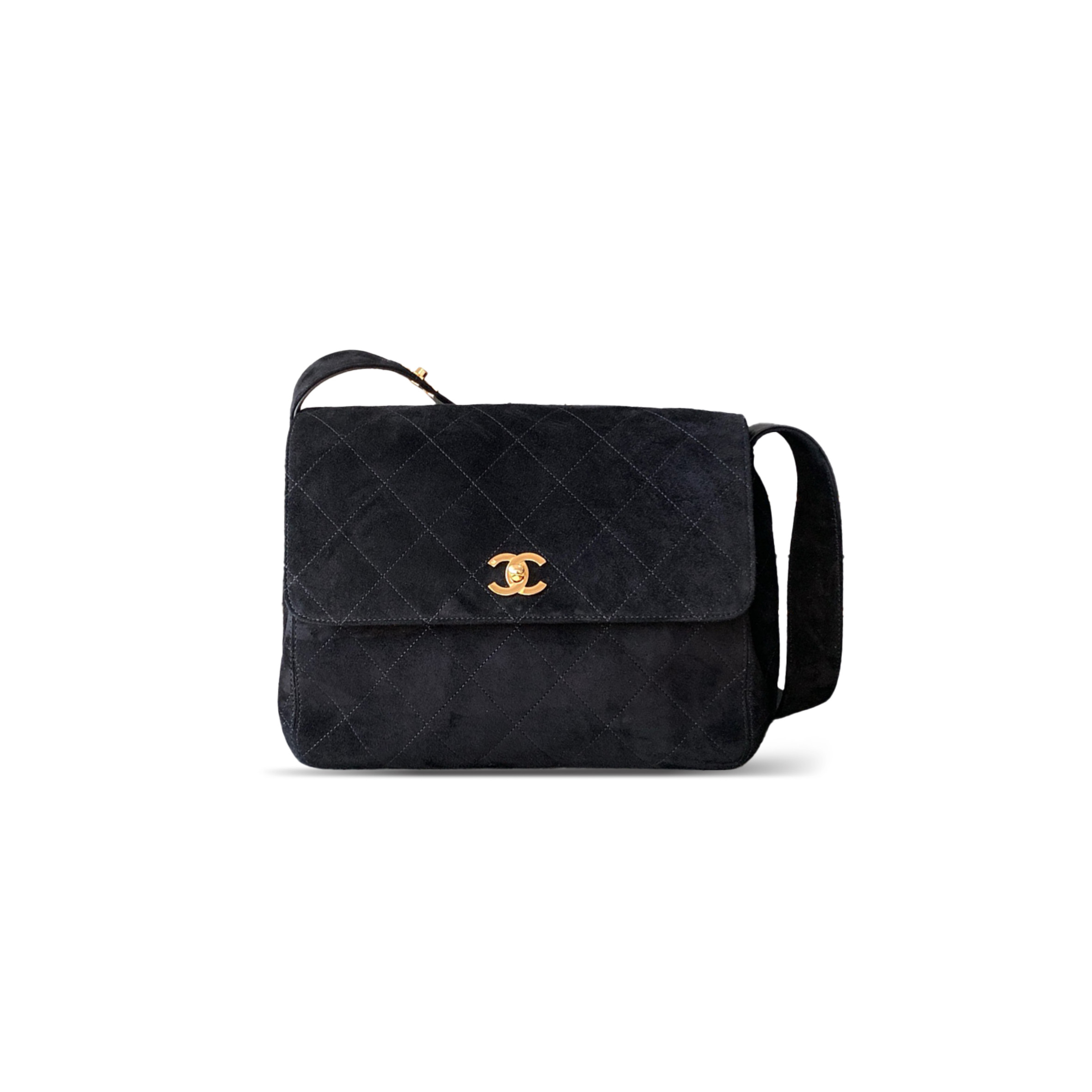 CHANEL MASTER VINTAGE SUEDE QUILTED FLAP SHOULDER BAG BLACK A99935 (28*24*12.5cm)